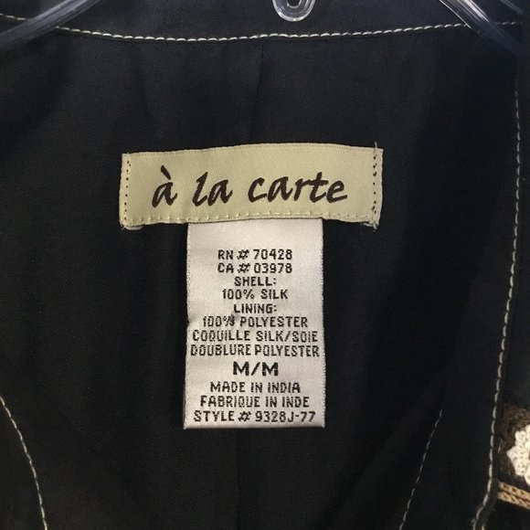 A La Carte Silk Embroidered Button Jacket Blouse - Picture 7 of 8